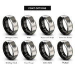 font options for inside engraving on black & gray north arrow rings