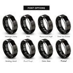 font options for inside engraving on black & grey north arrow rings