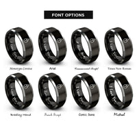 font options for inside engraving on black & grey north arrow rings