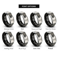 font options for inside engraving on black & grey north arrow rings