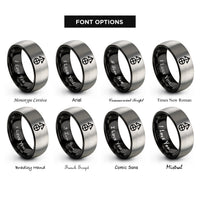 font options for inside engraving on black & grey north arrow rings