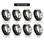font options for inside engraving on black & gray north arrow rings
