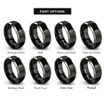 font options for inside engraving on black & grey north arrow rings