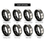 font options for inside engraving on black & grey north arrow rings