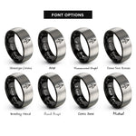 font options for inside engraving on black & grey north arrow rings