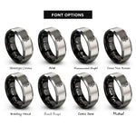 font options for inside engraving on black & silver north arrow rings