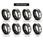 font options for inside engraving on black & grey north arrow rings