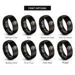 font options for inside engraving on black north arrow rings