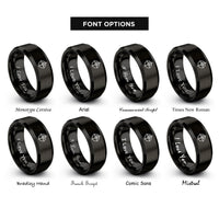 font options for inside engraving on black north arrow rings
