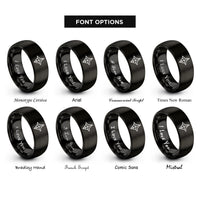 font options for inside engraving on black north arrow rings