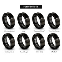 font options for inside engraving on black north arrow rings