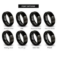 font options for inside engraving on black north arrow rings