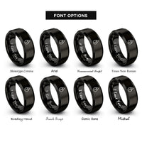 font options for inside engraving on black north arrow rings