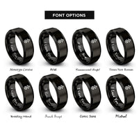font options for inside engraving on black north arrow rings