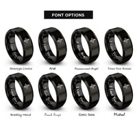 font options for inside engraving on black north arrow rings