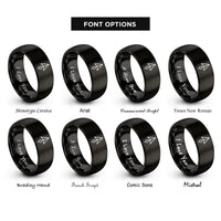 font options for inside engraving on black north arrow rings