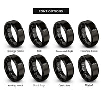 font options for inside engraving on black north arrow rings
