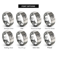font options for inside engraving on gray north arrow rings