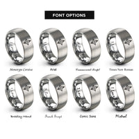 font options for inside engraving on gray north arrow rings