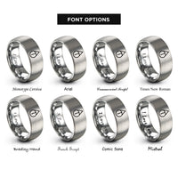 font options for inside engraving on gray north arrow rings
