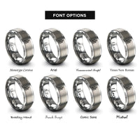 font options for inside engraving on grey north arrow rings