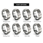 font options for inside engraving on silver north arrow rings