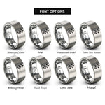 font options for inside engraving on silver north arrow rings