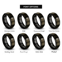 font options for inside engraving on gunmetal & black north arrow rings