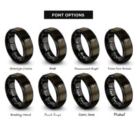 font options for inside engraving on gunmetal & black north arrow rings