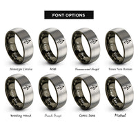 font options for inside engraving on gunmetal & grey north arrow rings