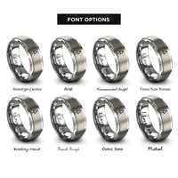 font options for inside engraving on silver north arrow mini rings