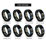 font options for inside engraving on gunmetal & blue north arrow n rings
