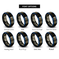 font options for inside engraving on gunmetal & blue north arrow n rings