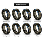 font options for inside engraving on gunmetal & blue north arrow n rings