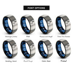font options for inside engraving on black & blue & gray north node rings