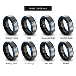 font options for inside engraving on black & blue & silver north node rings
