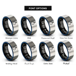 font options for inside engraving on black & blue & gray north node rings