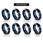 font options for inside engraving on blue & grey north pole projection rings
