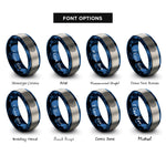 font options for inside engraving on blue & gray north pole projection rings