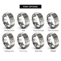 font options for inside engraving on silver north pole projection rings