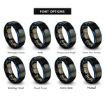 font options for inside engraving on gunmetal & blue north pole projection rings