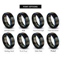 font options for inside engraving on gunmetal & blue north pole projection rings