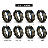 font options for inside engraving on gunmetal & blue north pole projection rings