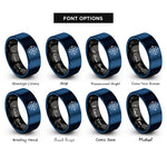 font options for inside engraving on black & blue north star badge rings