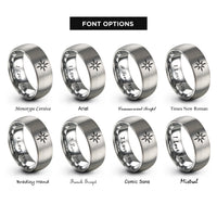font options for inside engraving on silver north star polaris rings