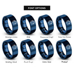 font options for inside engraving on blue northern hemisphere rings
