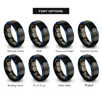 font options for inside engraving on gunmetal & blue northern hemisphere rings