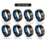 font options for inside engraving on gunmetal & blue northern hemisphere rings