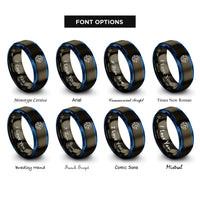 font options for inside engraving on gunmetal & blue northern hemisphere rings