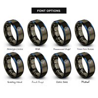 font options for inside engraving on gunmetal & blue northern hemisphere rings